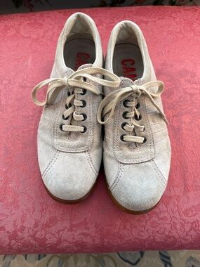 Camper Beige Suede Lace-Up Sneakers